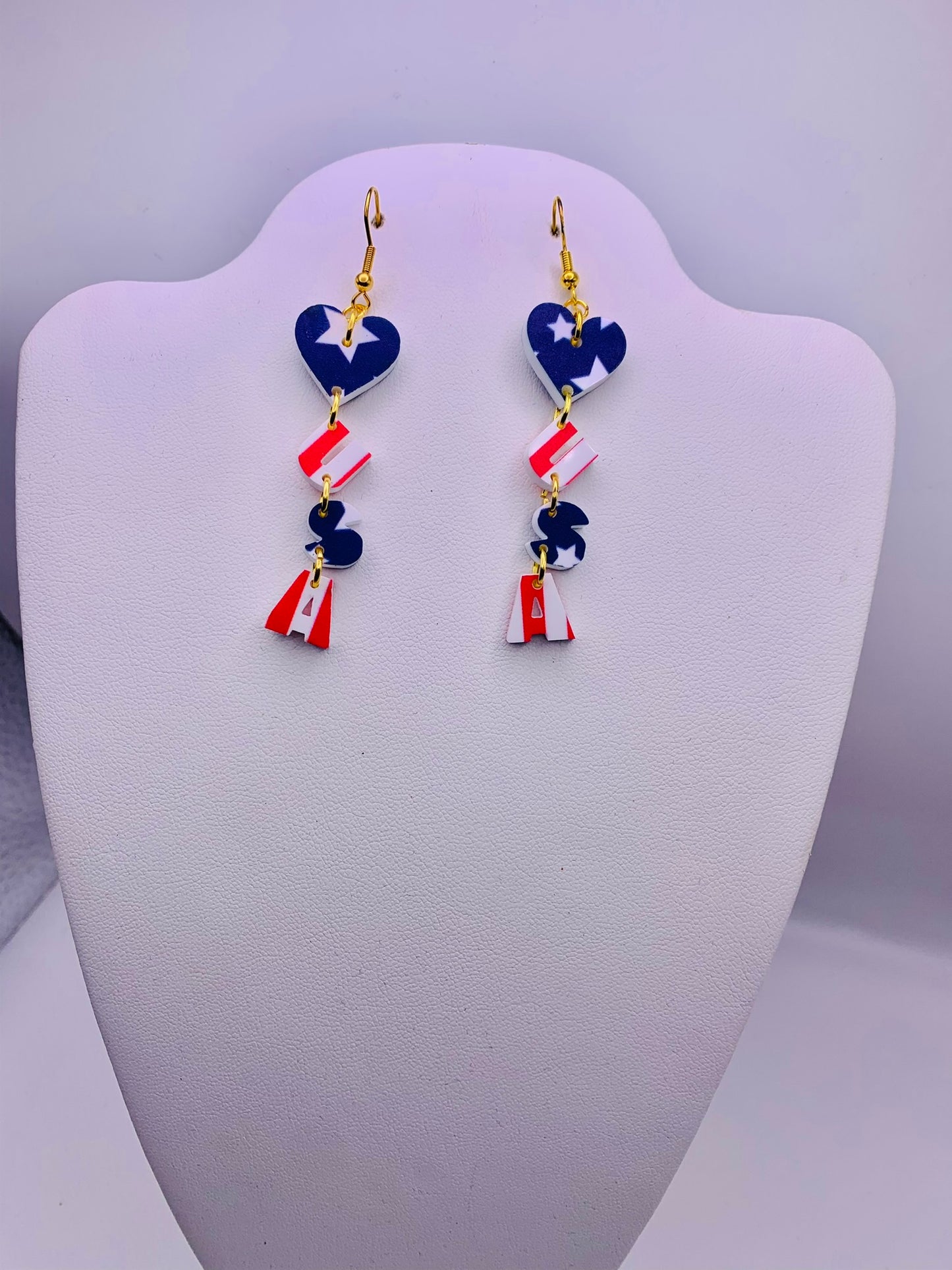 Acrylic USA earrings and keychains