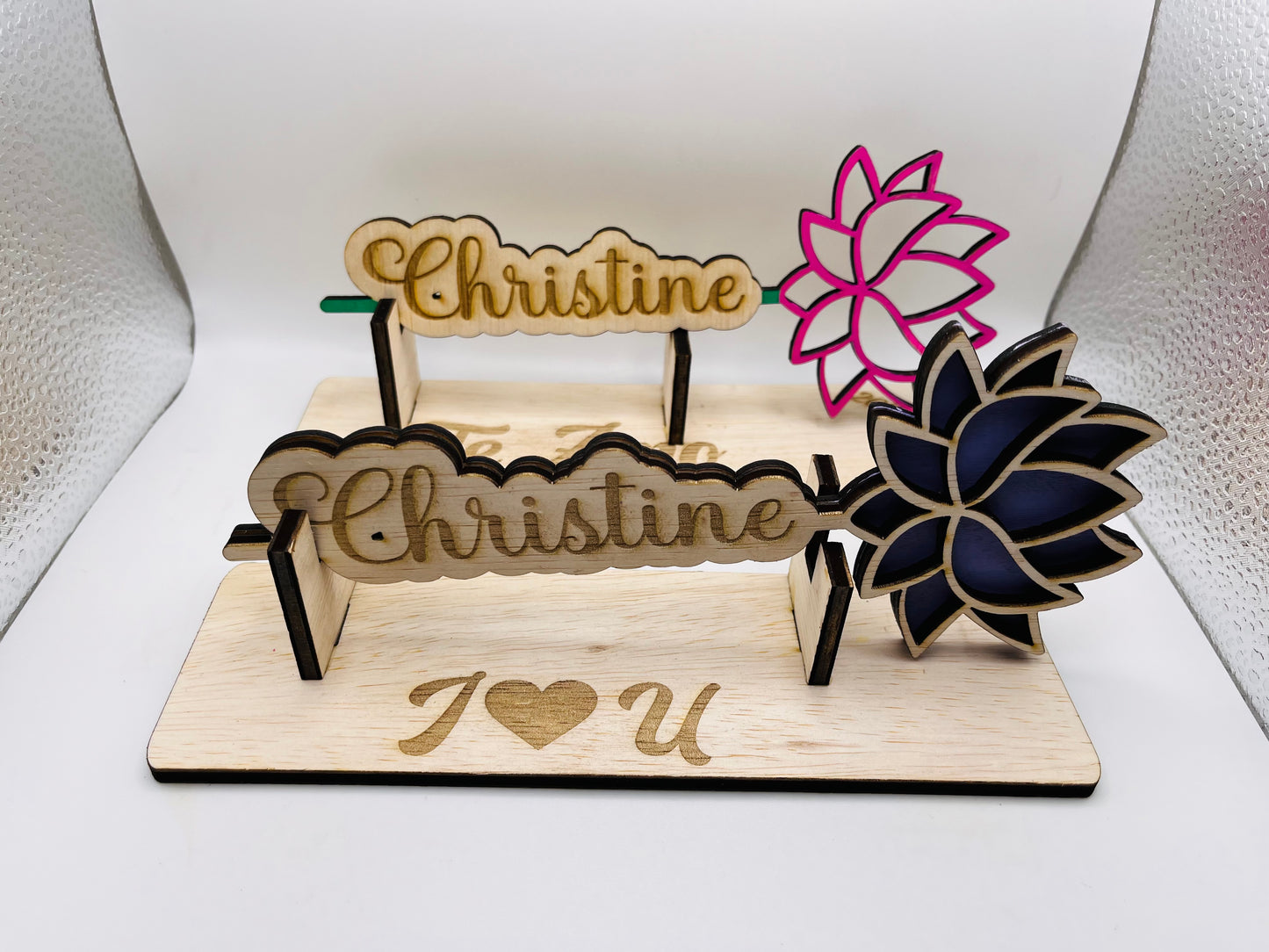 custom wood rose with stand