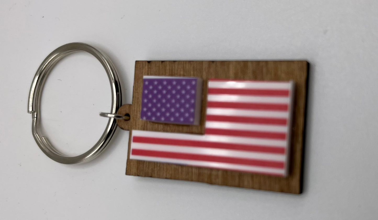 Acrylic USA earrings and keychains
