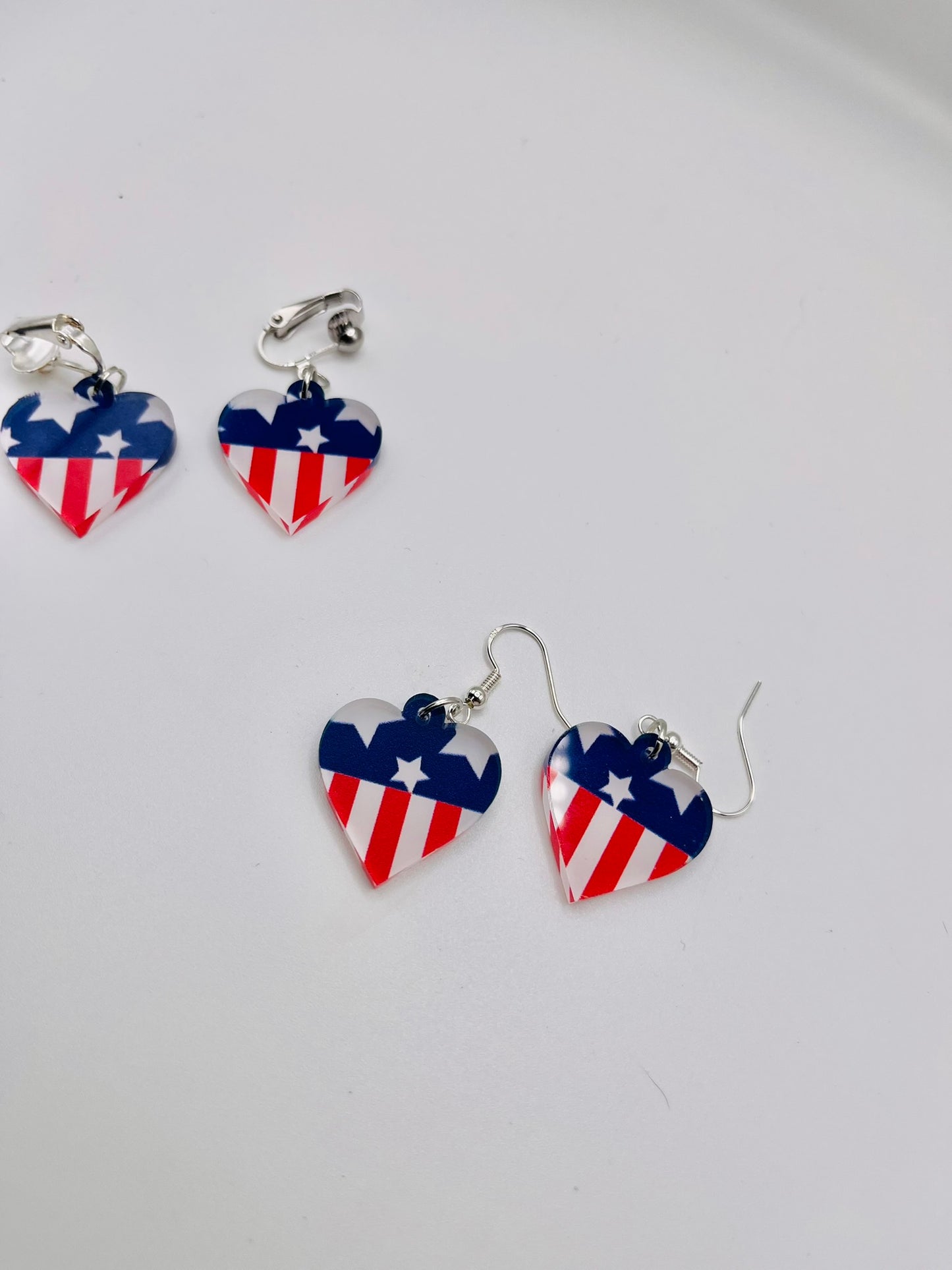 Acrylic USA earrings and keychains