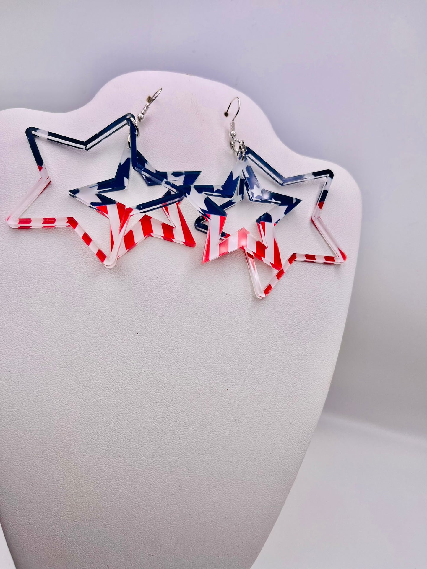 Acrylic USA earrings and keychains