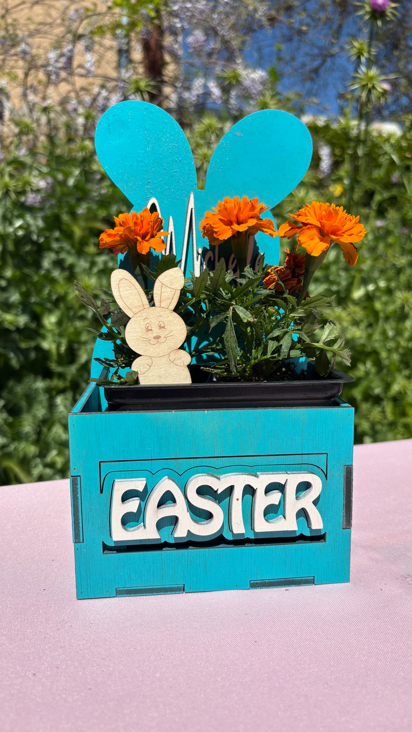 Personalized Wooden Easter Basket – Bunny Crate – Reusable Gift Box