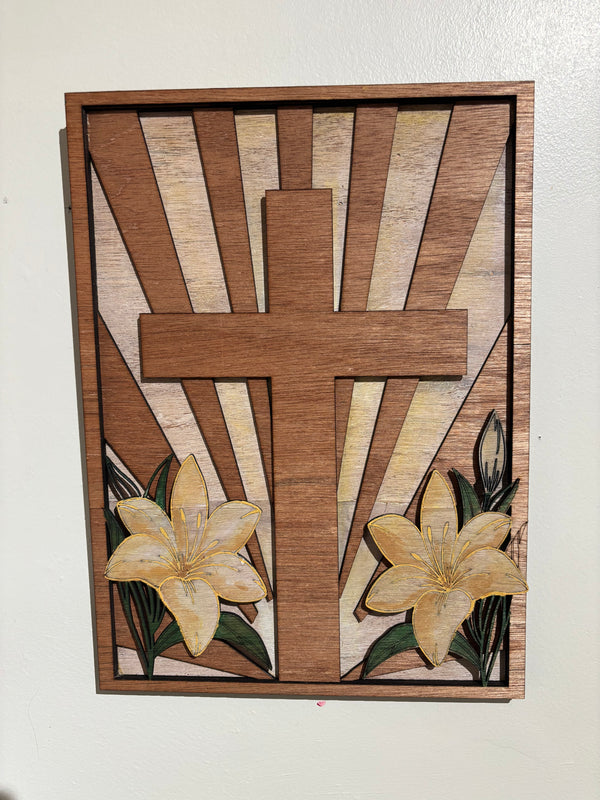 Christian layered wood wall art