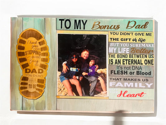 To my bonus dad rustic wood wall art